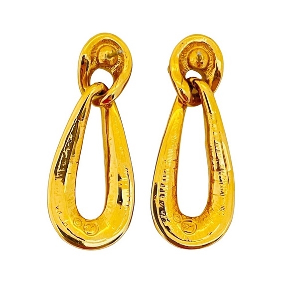 Swarovski Gold Tone and Silver Crystal Drop Earrings Runway Elegant - Picture 6 of 6